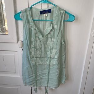 Green peasant tank top